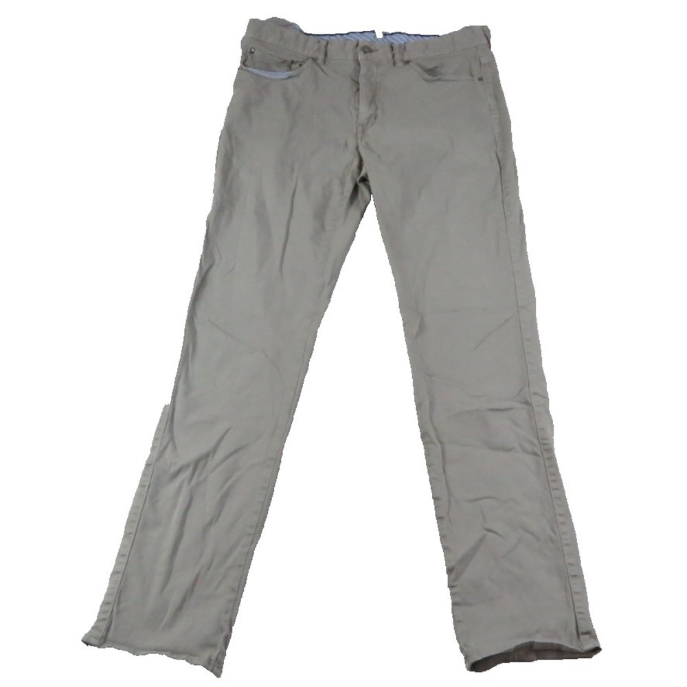 Peter Millar Crown Crest 5-Pocket Chinos Mens 34 Gray Taupe Canvas Straight Golf